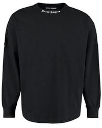 Palm Angels Long Sleeve Cotton T-shirt - Black