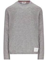 Thom Browne - Logo Patch Knitted Crewneck Jumper - Lyst