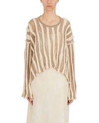 Uma Wang - Striped Knitted Distressed Jumper - Lyst