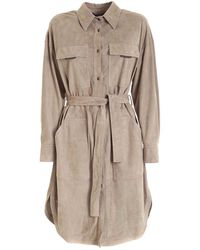 Brunello Cucinelli - Trench Coat With Belt In Dove Grey - Lyst