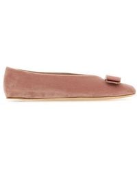 Ferragamo - Bow Detailed Slip-on Ballerina Shoes - Lyst