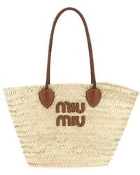 Miu Miu - Logo-patch Tote Bag - Lyst