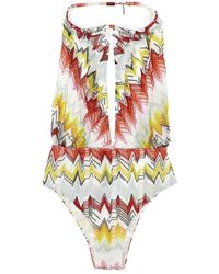 Missoni - Patterned One-piece Swimsuit Wide Neckline - Lyst