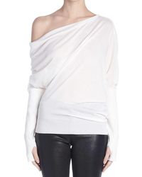 Tom Ford Off-shoulder Long-sleeved Knitted Top - White