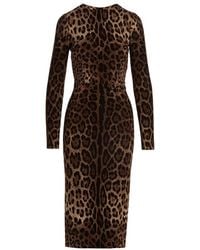 Dolce & Gabbana - Leopard Printed Cady Dress - Lyst