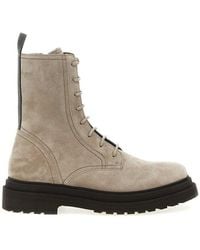 Brunello Cucinelli - Suede Combat Boots Monile - Lyst