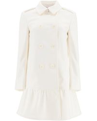 RED Valentino Double Breasted Coat - White