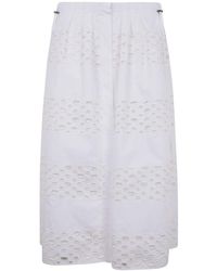 Mantu - Eyelet Midi Skirt - Lyst