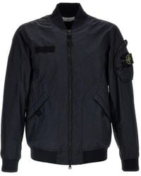 Stone Island - Logo Patch Zip-Up Bomber Jacket - Lyst