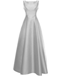 Alberta Ferretti Silk Blend Mikado Long Dress - Grey