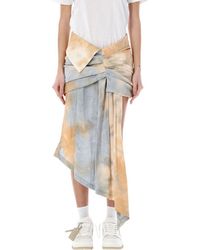 Off-White c/o Virgil Abloh - Bow Tie Dye Viscose Draped Mini Skirt - Lyst