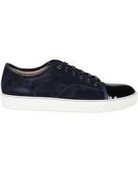 Lanvin - Panelled Patent-leather And Velvet Low-top Trainers - Lyst