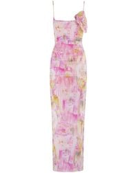 Blumarine - Floral-Printed Gathered Sleeveless Maxi Dress - Lyst