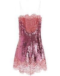 Ermanno Scervino Sequinned Lace-detailed Mini Dress - Pink
