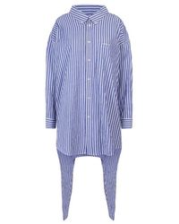 Balenciaga - Crinkled Stripe Knotted Shirt - Lyst