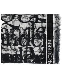 Alexander McQueen - Stole With Selvedge Ribbon Mcqueen Logo Printed - Lyst