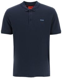 HUGO Cotton Logo Polo Shirt - Blue