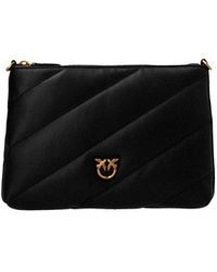 Pinko - Logo Plaque Quilted Strapped Mini Clutch Bag - Lyst