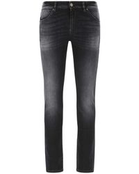 Pt05 Skinny Cut Stonewashed Jeans - Black