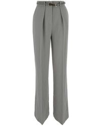 Elisabetta Franchi - High Waisted Belted Straight-leg Trousers - Lyst