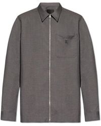 Givenchy - Logo Plaque Zip-up Shirt - Lyst
