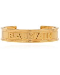Balmain - Brass Bracelet With Logo - Lyst