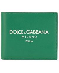Dolce & Gabbana - Logo Printed Bi Fold Leather Wallet - Lyst