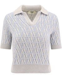 Fendi - Ff Jacquard Short Sleeved Knitted Jumper - Lyst