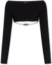 Gcds - Boat Neck Cropped Knitted Top - Lyst