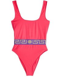 Versace - Greca Low Back One-piece Swimsuit - Lyst
