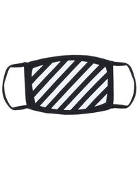 Off-White c/o Virgil Abloh Off White Mens Black And White Diagonal Graphic-print Cotton Face Covering Mask