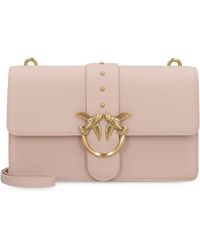 Pinko Beige Leather Love One Shoulder Bag in Pink | Lyst