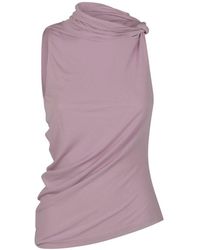 Courreges - Draped Asymmetric Jersey Top - Lyst