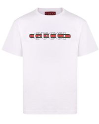 Gucci - Logo Printed Crewneck T-shirt - Lyst