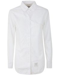 Thom Browne - Classic Round Collar Shirt W/ Engineered Rwb Center Back Stripe In Oxford - Lyst