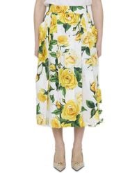 Dolce & Gabbana - Rose-Print Skirt - Lyst