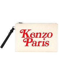 KENZO - Logo Printed Zipped Pouch - Lyst