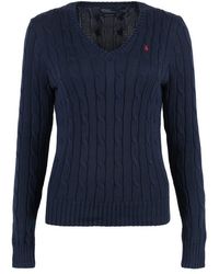 Polo Ralph Lauren - Kimberly Cable-knitted V-neck Jumper - Lyst