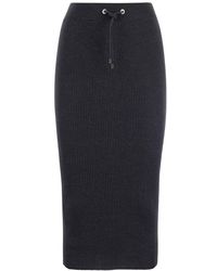 Brunello Cucinelli - Pencil Skirt In Cashmere And Silk Ribbed Jersey - Lyst