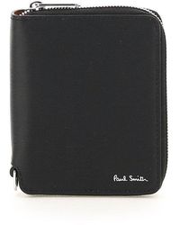 Paul Smith Straw-grain Leather Mini Zip-around Wallet - Black