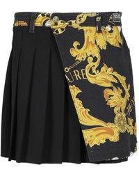Versace - Logo Couture High-waist Pleated Skirt - Lyst
