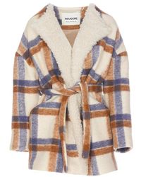 Ava Adore - Long Sleeved Check-printed Belted Coat - Lyst