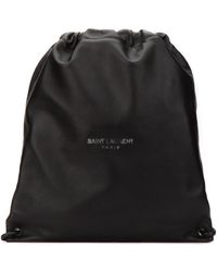Saint Laurent Logo Drawstring Backpack - Black