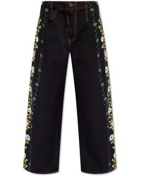 Etro - Floral-printed Wide-leg Stretched Jeans - Lyst