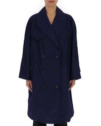 Prada Double Breasted Trench Coat - Blue
