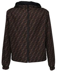 Fendi Ff Printed Hooded Jacket - Brown