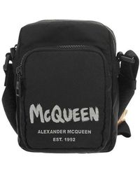 Alexander McQueen Graffiti Logo Zipped Mini Messenger Bag - Black