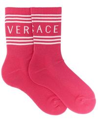 Versace Cotton Socks With Logo - Pink