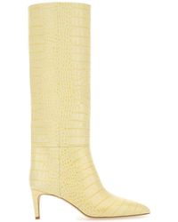 Paris Texas Knee-high Pointed Toe Boots - Yellow
