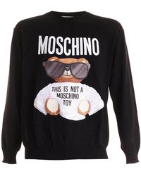 Moschino Teddy Embroidered Crewneck Sweater - Black